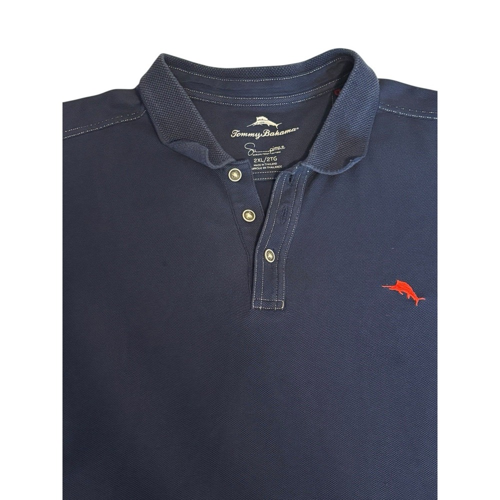 Tommy Bahama Shirt Mens 2XL Blue Supima Cotton Island Zone Short Sleeve Polo